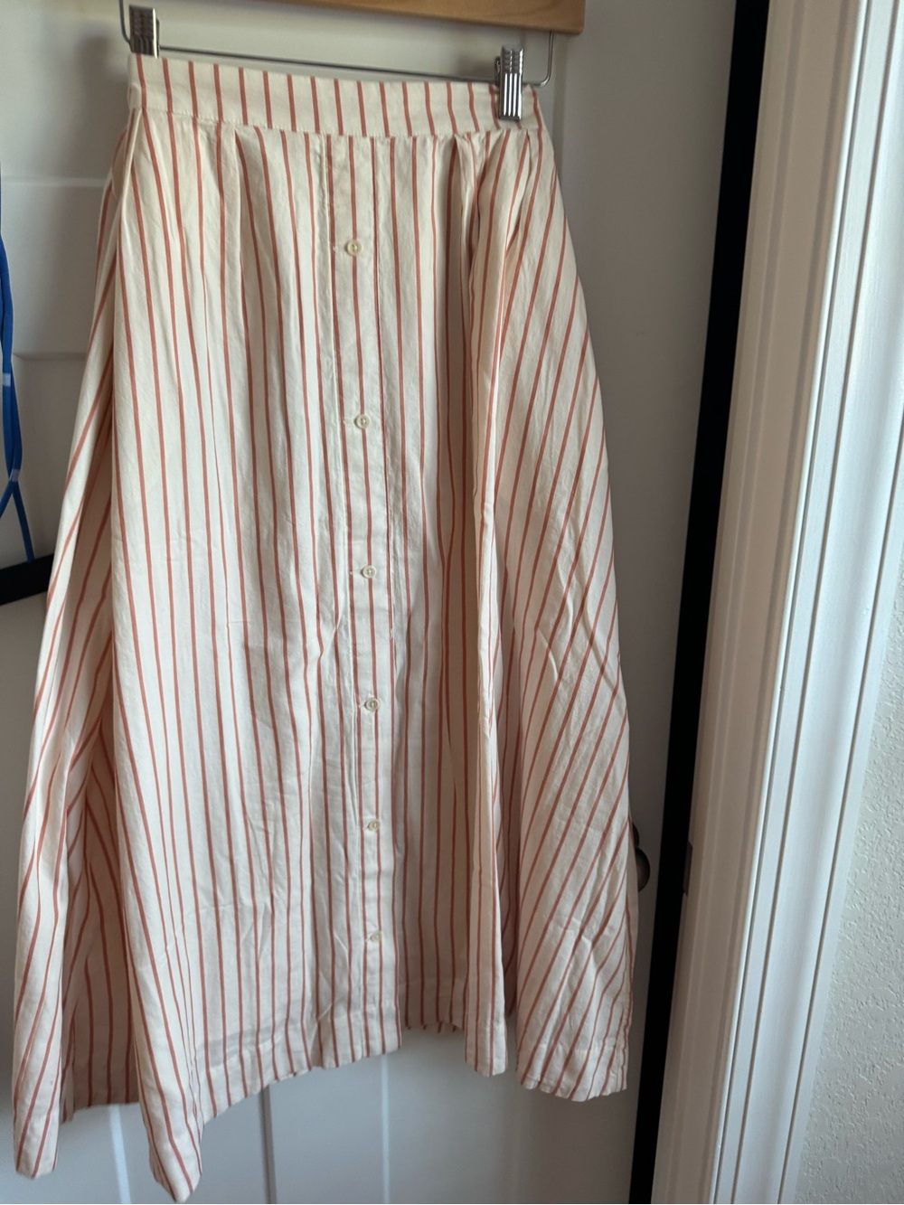 Pact  Women’s Cream a-line skirt with Red Stripes
